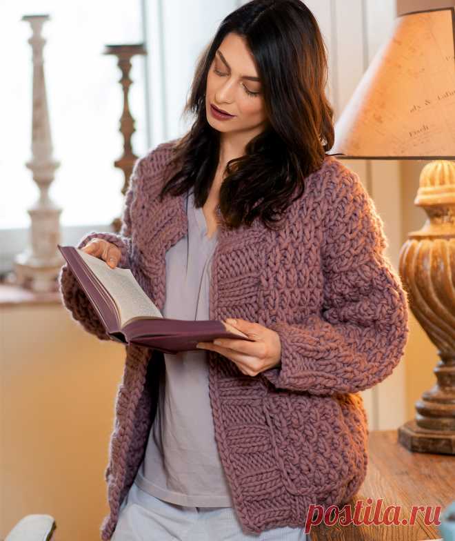 Жакет из толстой пряжи - схема вязания спицами с описанием на Verena.ru