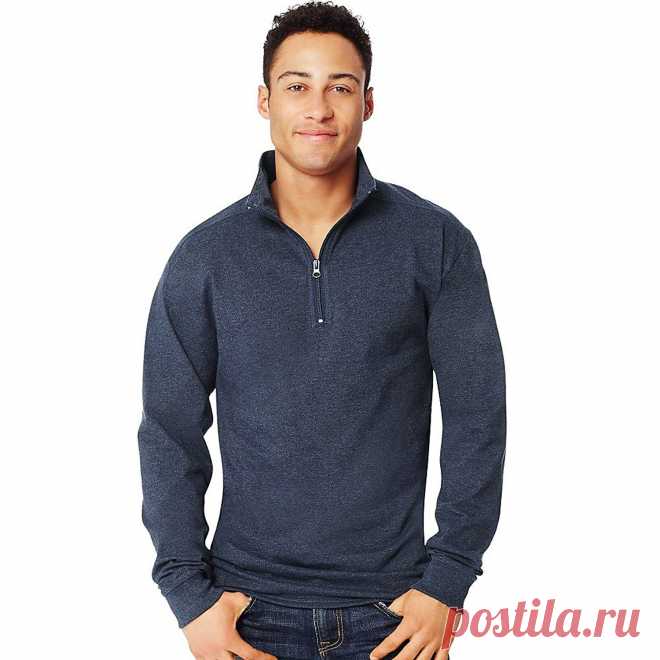 Hanes Men's Long Sleeve 1/4 Zip Pullover, Navy Heather, X-Large | Amazon.com