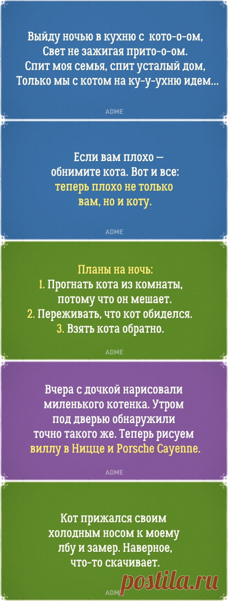 20 открыток о нелегкой жизни котов и их владельцев
