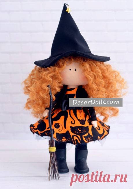 Halloween Art Doll, Witch Rag Doll, Soft Cloth Doll, Fabric Interior D – Decor Dolls