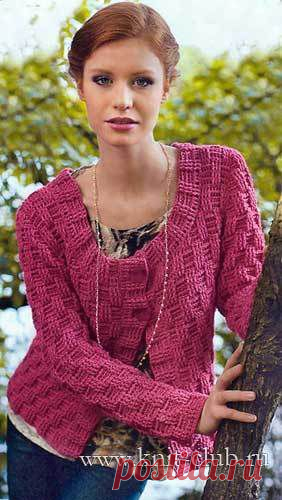 Малиновый жакет крючком