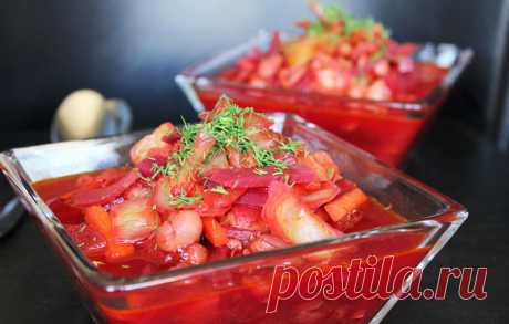 Постный борщ с фасолью
Замечательный рецепт вкуснейшего постного борща с фасолью, свёклой и капустой.
