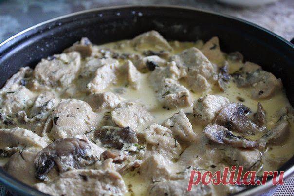 шеф-повар Одноклассники: Куриное филе с грибами и сливками"