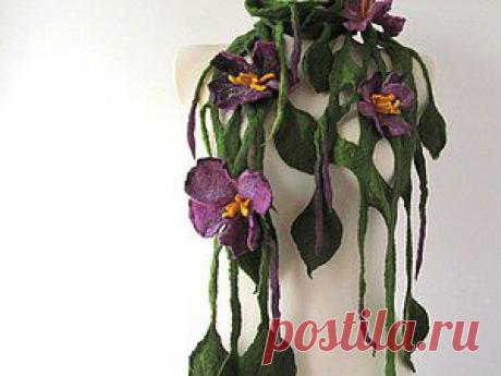 Валяное колье или шарф с цветами - Ярмарка Мастеров - ручная работа, handmade