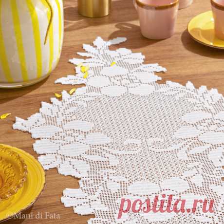 Scheme to realize the crochet filet runner with flowers