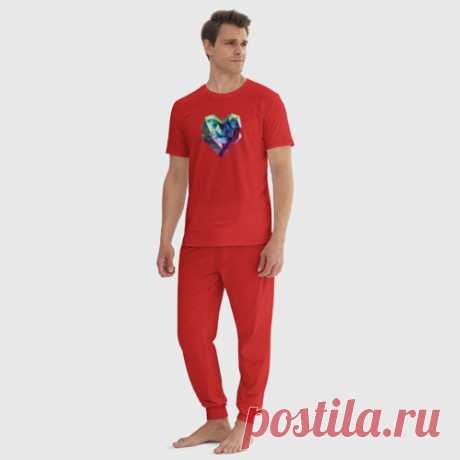 Мужская пижама хлопок Геометрическое полигональное сердце - купить по цене 2785 руб в интернет-магазине Всемайки, арт 3643527