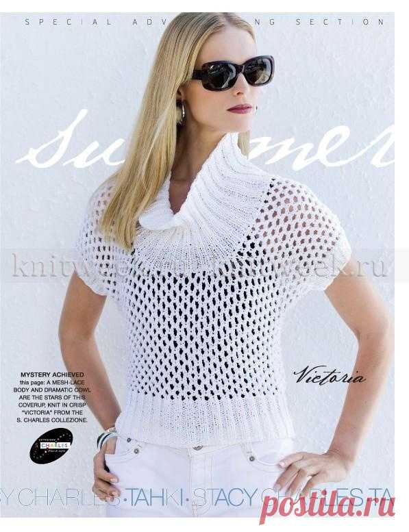 Ажурный пуловер с высоким воротником (журнал Vogue Knitting 2023).
Размеры: Small (Medium, Large, X-Large). Обхват груди (готовое изделие): 92.5 (103, 112, 122) см.