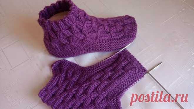 Плетени Терлици #112 - (Knitted Slippers) (Тапочки спицами) (Patik) (Pantufas passo a passo)
