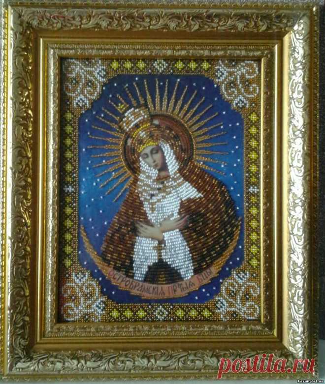 Икона Остробрамская Божья Матерь - Иконы бисером <!--if()-->- <!--endif--> - Вязяные вещи - Вязаные вещи на заказ