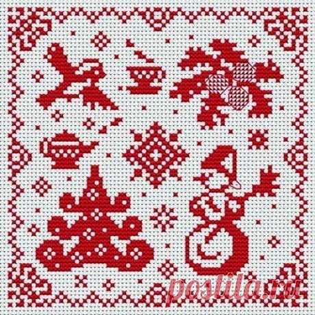 Вышивка крестом / Cross stitch : Монохромная вышивка к Новому году
