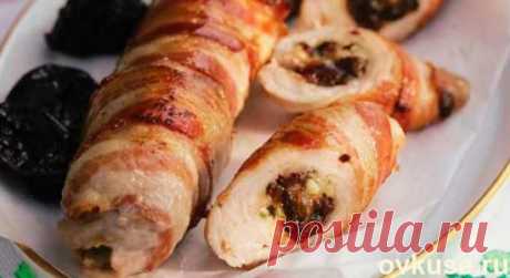 Свиные рулетики с яблоками и черносливом - Простые рецепты Овкусе.ру