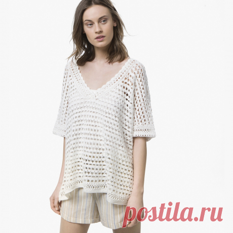 Ажурная туника оверсайз крючком. Схема узора. / knittingideas.ru