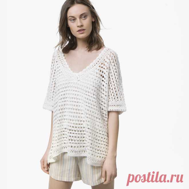 Ажурная туника оверсайз крючком. Схема узора. / knittingideas.ru