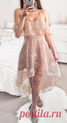 modest pink lace high low prom party dresses, spaghetti straps a line homecoming dresses,summer skirts #homecoming