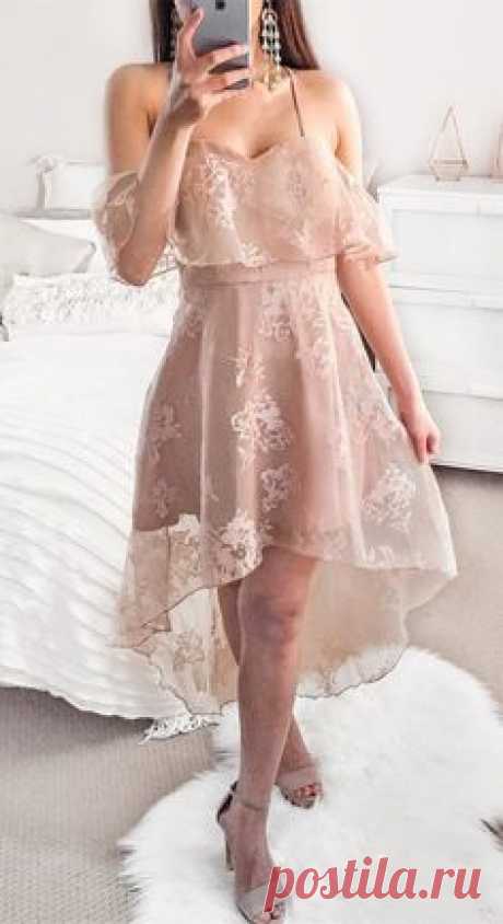 modest pink lace high low prom party dresses, spaghetti straps a line homecoming dresses,summer skirts #homecoming