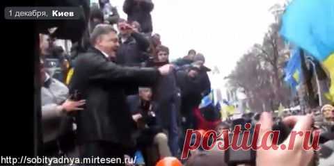 Год назад. Порошенко на броневи... на тракторе. Это не показали по ТВ (ВИДЕО)