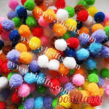 500pcs/lot, 2 см Блеск помпон, многоцветная помпонами, DIY аксессуары, игрушки ручной работы, Бесплатная доставка оптовая продажа фабрики, принадлежащий категории Аксессуары для кукол и относящийся к Игрушки и хобби на сайте AliExpress.com