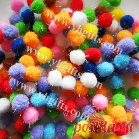 500pcs/lot, 2 см Блеск помпон, многоцветная помпонами, DIY аксессуары, игрушки ручной работы, Бесплатная доставка оптовая продажа фабрики, принадлежащий категории Аксессуары для кукол и относящийся к Игрушки и хобби на сайте AliExpress.com