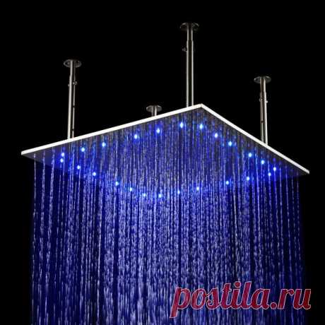 高档LED变色发光温控带灯 304不锈钢 方形 集成吊顶式花洒 包邮-淘宝网