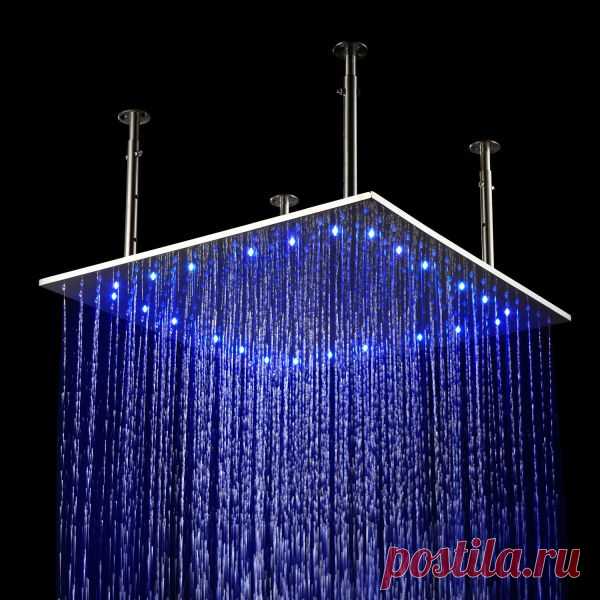 高档LED变色发光温控带灯 304不锈钢 方形 集成吊顶式花洒 包邮-淘宝网