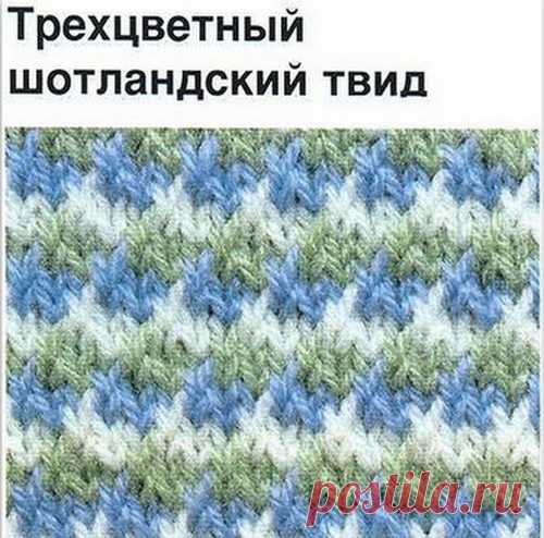Красивые многоцветные узоры спицами
