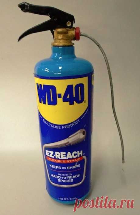 Перезаправляемый баллон WD40 из старого огнетушителя Наверное, у многих кто пользовался аэрозольным баллоном со смазкой типа WD40, давление стравливалось, а жидкость в нем еще оставалось. И совсем плохо, когда ты вечерком в субботу пытаешься открутить заржавевший болт, а смазки нет, и купить негде.Понятно, что можно использовать альтернативные