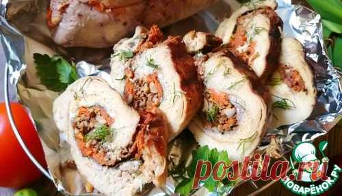 Куриные рулеты с разноцветной начинкой – кулинарный рецепт