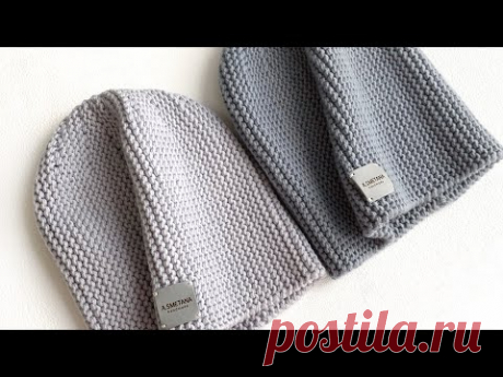Мужская шапка бини с разной длинной макушки #men_hat_smetana