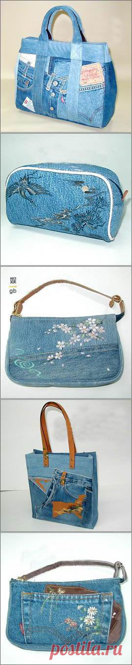 Идеи сумок из старых джинсов.