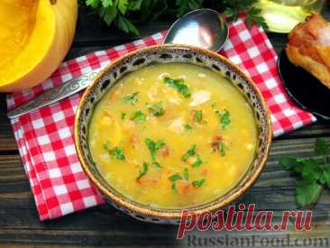 Рецепт: Тыквенный суп-пюре с копчёной курицей на RussianFood.com