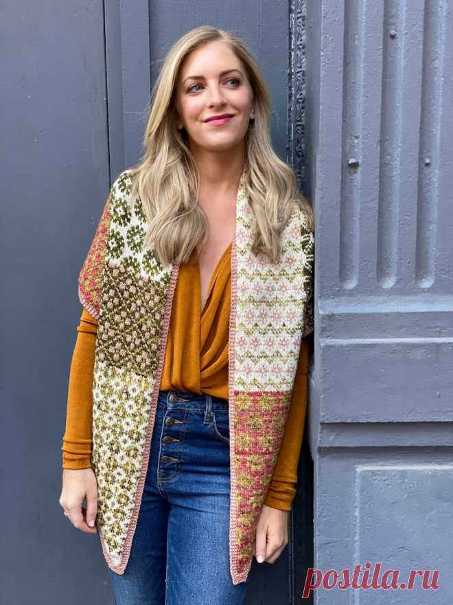Жаккардовая шаль спицами Scout Shawl