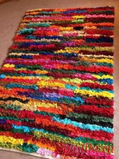 SHAGGY RAG RUG HAND LOOMED INDIAN COTTON BRIGHT MULTI COLOURS STRAIGHT EDGE | eBay