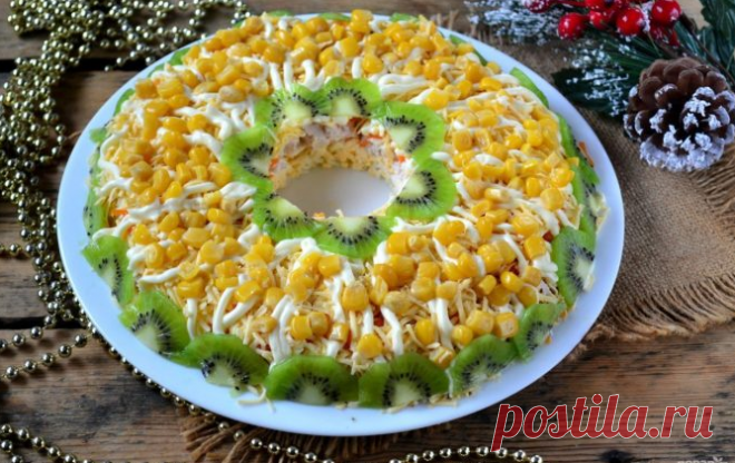 Салат-Мясо,Сыр,Яйца,Киви,
Морковь,Кукуруза,Майонез