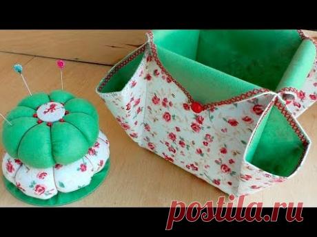 Игольница на CD /Комплект с органайзером из ткани Мастер-класс