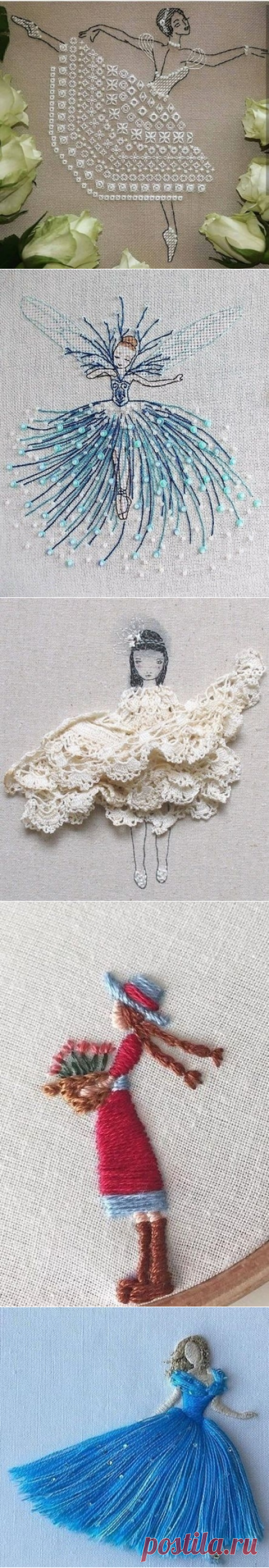 Оригинальная вышивка с женскими силуэтами: идеи