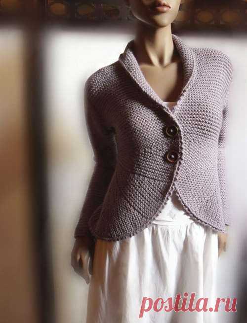 НЕОБЫЧНЫЙ ЭЛЕГАНТНЫЙ ЖАКЕТ ПЛАТОЧНОЙ ВЯЗКОЙ