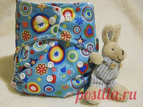 Многоразовые подгузники ― Многоразовые подгузники BabyLand голубой салют