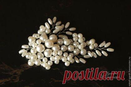 Купить "Жемчужные цветы" украшение в прическу - белый, украшение, украшение для волос, украшение для невесты