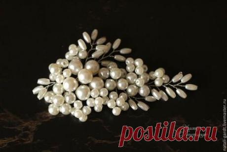 Купить &quot;Жемчужные цветы&quot; украшение в прическу - белый, украшение, украшение для волос, украшение для невесты