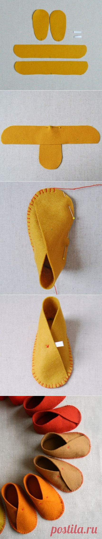 Замечательные детские тапочки из фетра