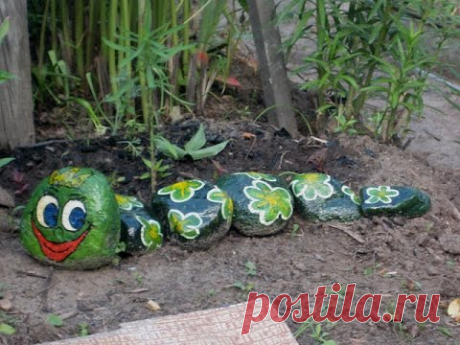 Веселые поделки для дачи из камней