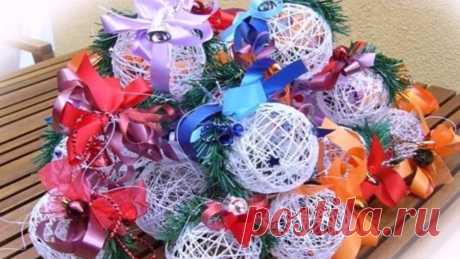 Ёлочные шары из шпагата — DIYIdeas