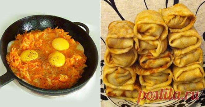 3 яйца, 2 морковки, 2 луковицы и сыр - Блины с выгодной начинкой!
