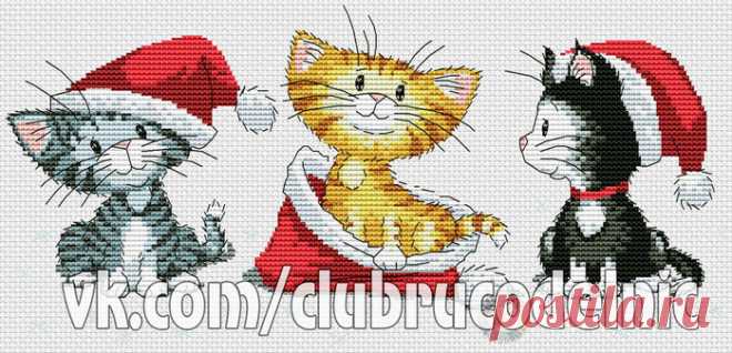 ВЫШИВКА-Christmas kittens back