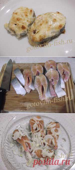 Семга, запеченная под майонезом