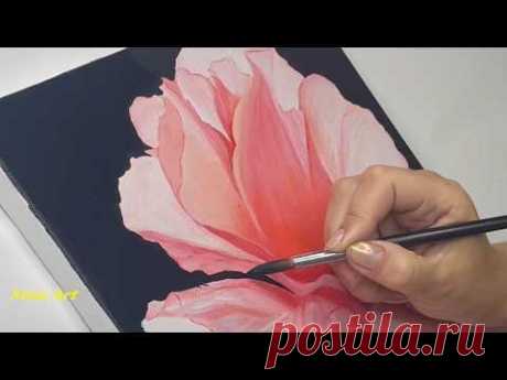 Hibiscus Painting / Acrylic Painting Flower Step by Step #225
