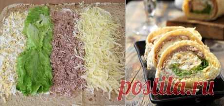 Нежный и вкусный рулет из лаваша с печенью трески - прекрасная альтернатива салату!