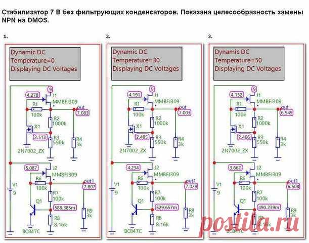 Схемы LIONSOUND
Очень понравился стабилизатор напряжения в 14 версии. В микрокапе увидел целесообразность замены биполярного управляющего транзистора на полевой. Как говориться - на любителя. Прикрепляю портянку
