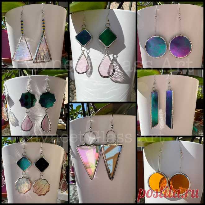 Pendientes largos de vidrieras // pendientes ligeros y funky// colgantes de fiesta // día de las madres // joyas de declaración //joya de cristal colgante - Etsy Chile