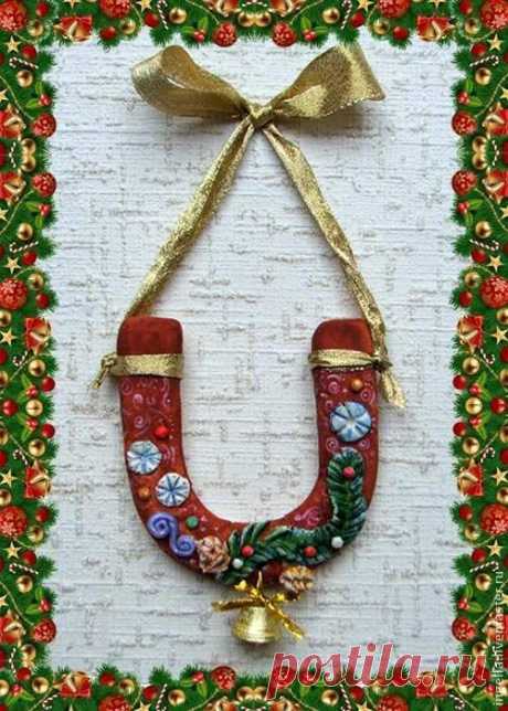Новогодняя подковка из соленого теста - Ярмарка Мастеров - ручная работа, handmade